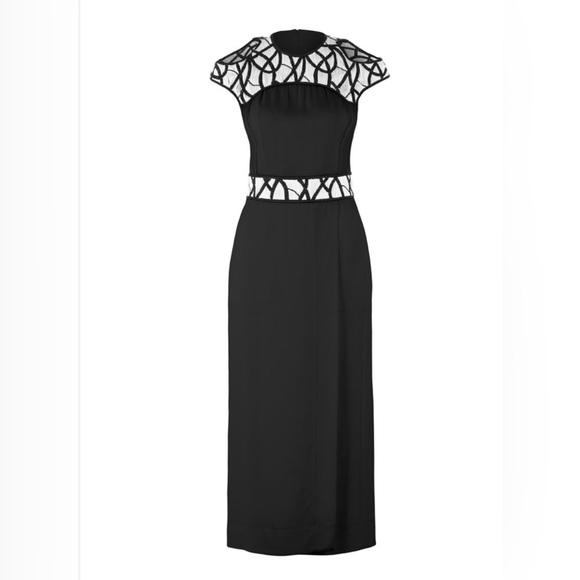 Yigal Azrouel  Intertwined Vines Embroidered Crepe silk Black long formal dress - Picture 1 of 17
